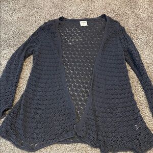 Old Navy Women's Dark Grey Long Open-Knit Cardigan